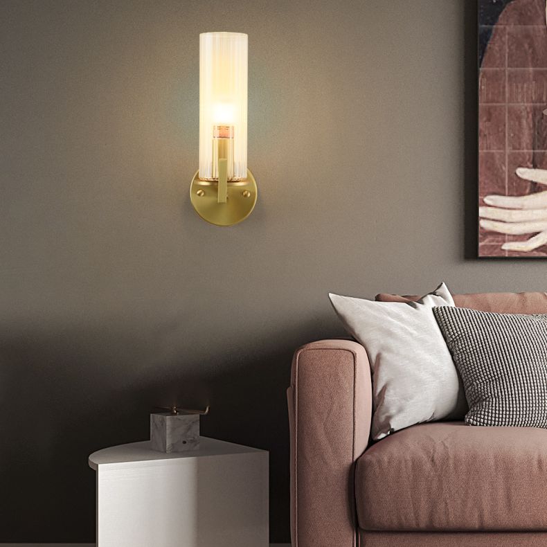 Oro Pronzo da parete a 1 luci a 1 luce in moderna luce da parete da interno in rame di lusso con tonalità di vetro