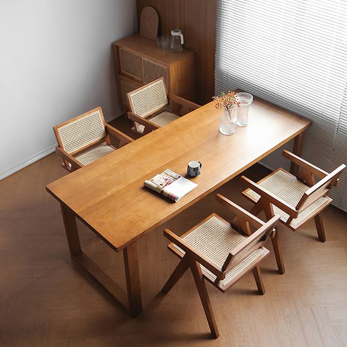 Modern Natural Dining Set 1/2/3/5 Pieces Rectangle Indoor Solid Wood Dinette Set