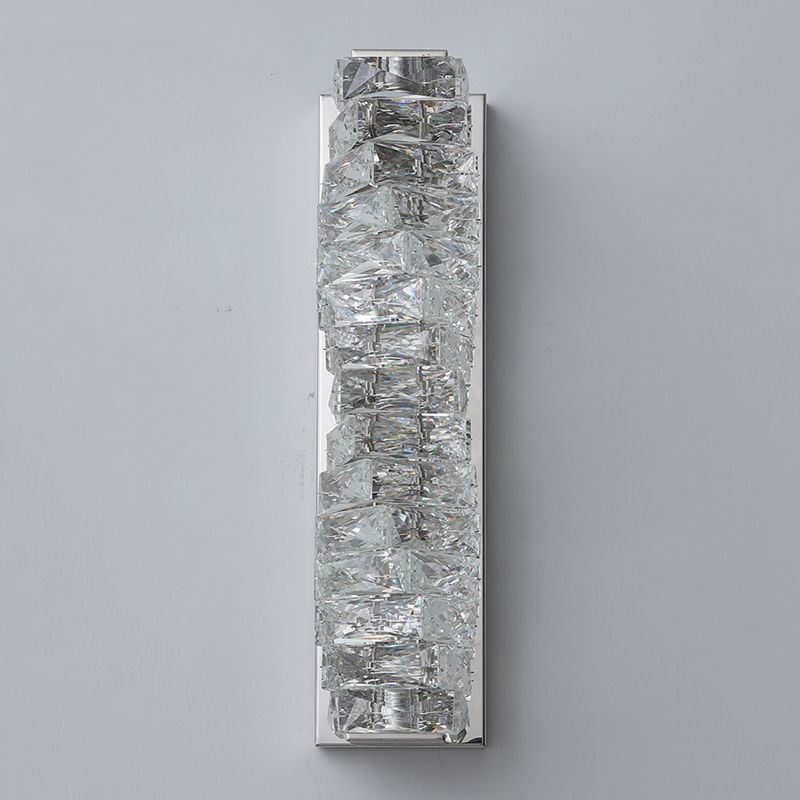 Lámpara de pared de acero inoxidable de pared LED rectangular moderna de lujo con sombra de cristal