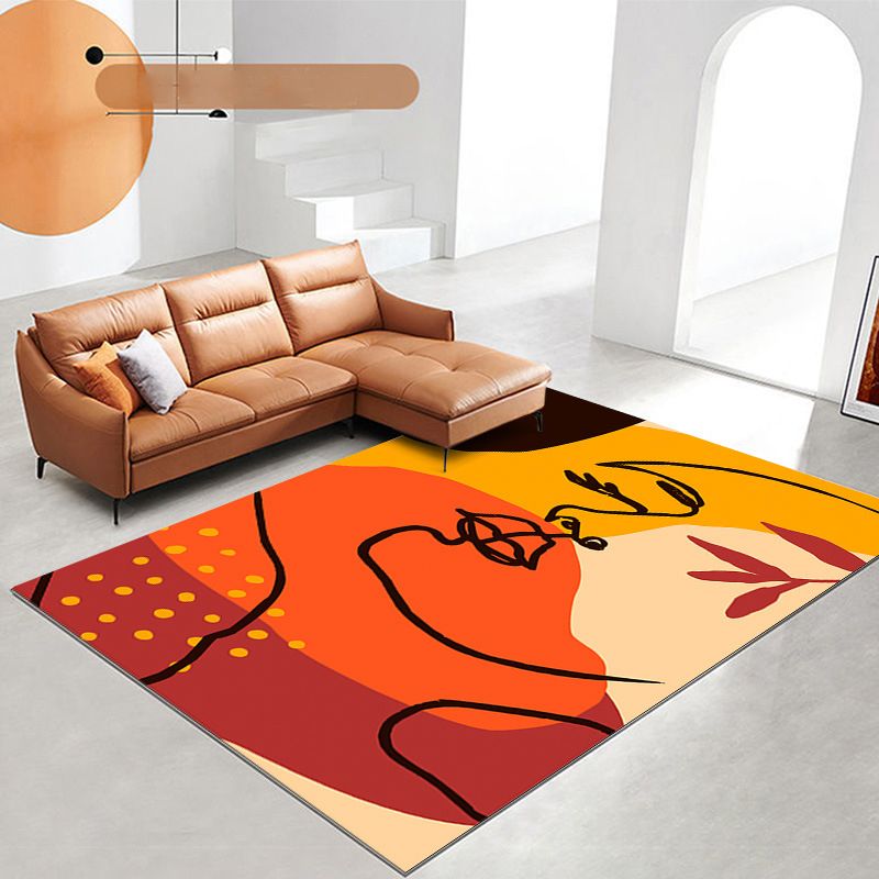 Pink Contemporary Carpet Polyester Color Piece Carpet Washabke Carpet for Living Room