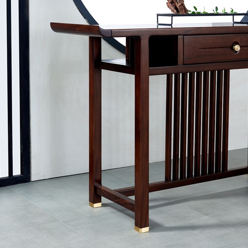 Rectangle Shape Contemporary Console Table Dark Brown Wood Console Sofa Table