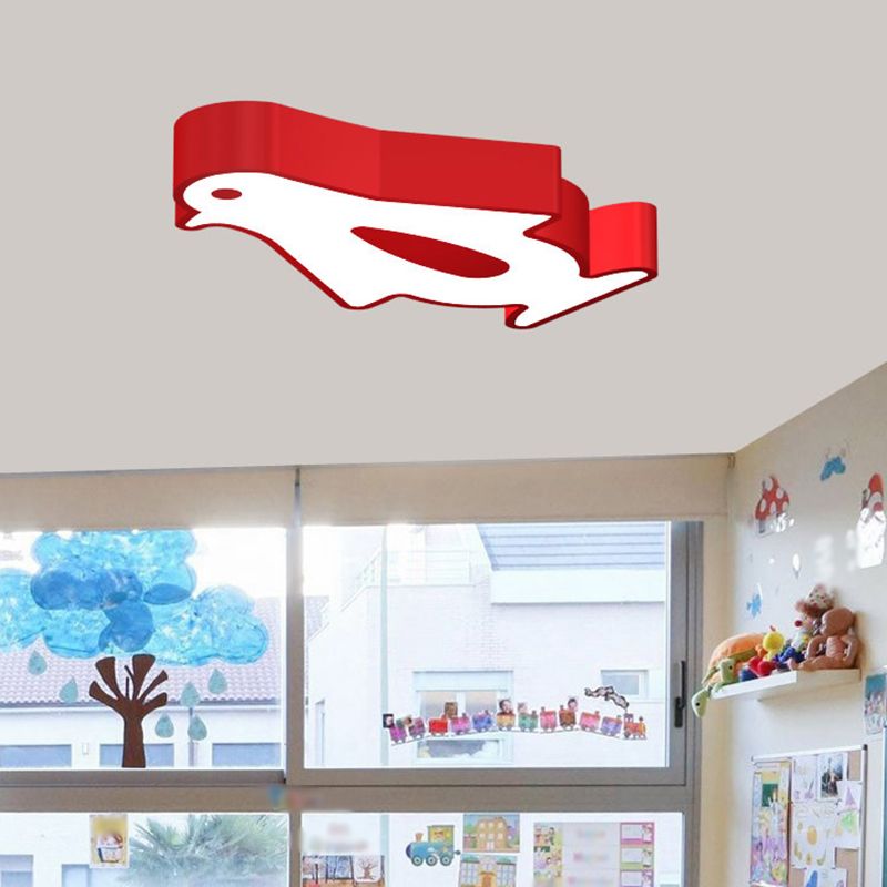 Pinguin LED-Unterputz-Beleuchtung Kinder Metall-Kindergarten in der Nähe von Deckenlampe in Rot/Rosa/Gelb