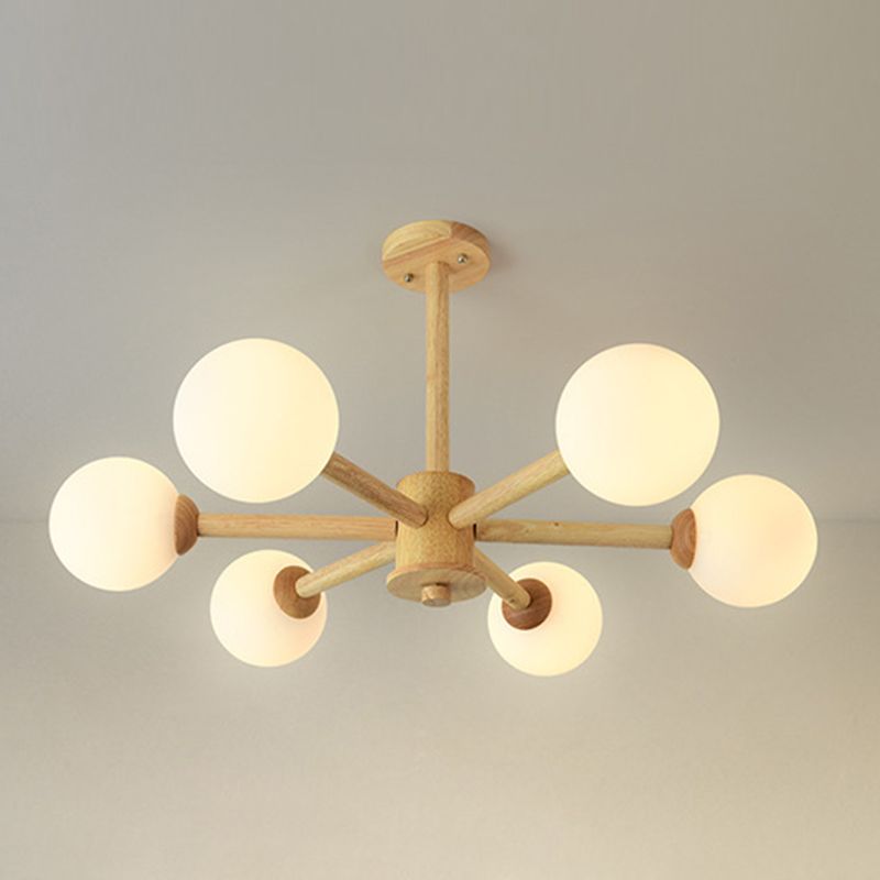 Luces colgantes de rama esférica múltiple de luz Modern Wood Lighting para estudio para estudiar