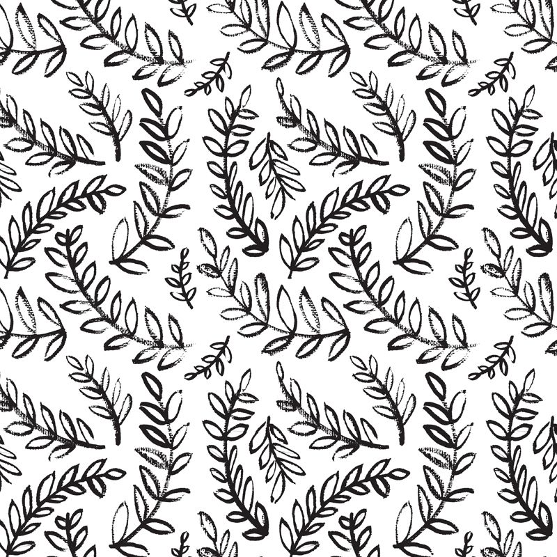 Black and White Modern Mural Large Illustration Leaves Print Wall Decor for Bedroom