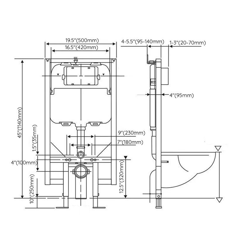 Modern White Flush Toilet Wall Hung Urine Toilet with Seat for Bathroom