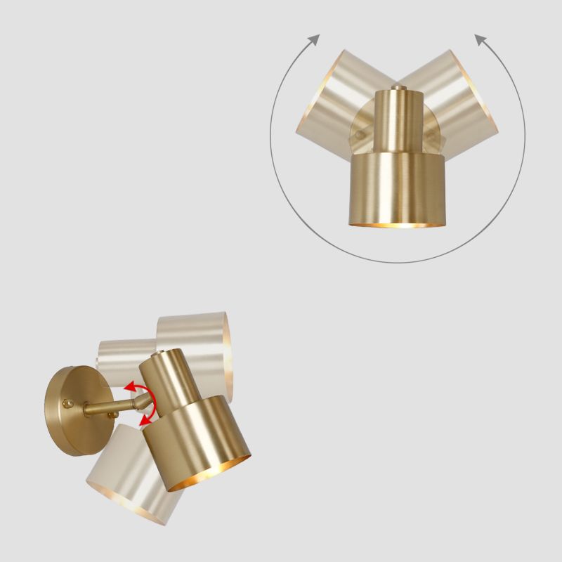 Nordic Luxury Style Cylinderical Wall Mounted Light Fixture Copper 1 Light Sconces