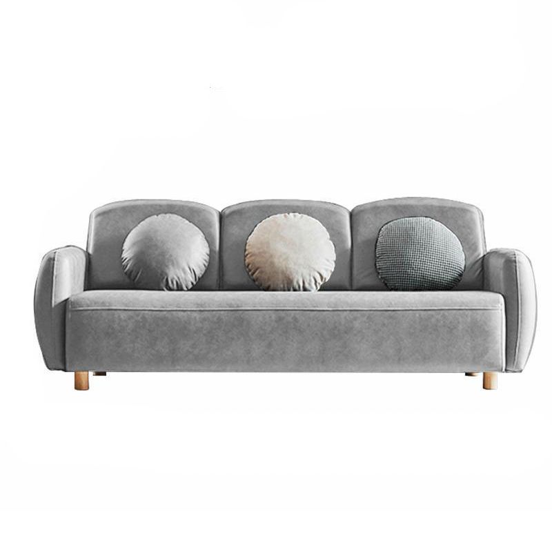 Velvet and Faux Leather Sofa Couch Sewn Pillow Back Settee Couch