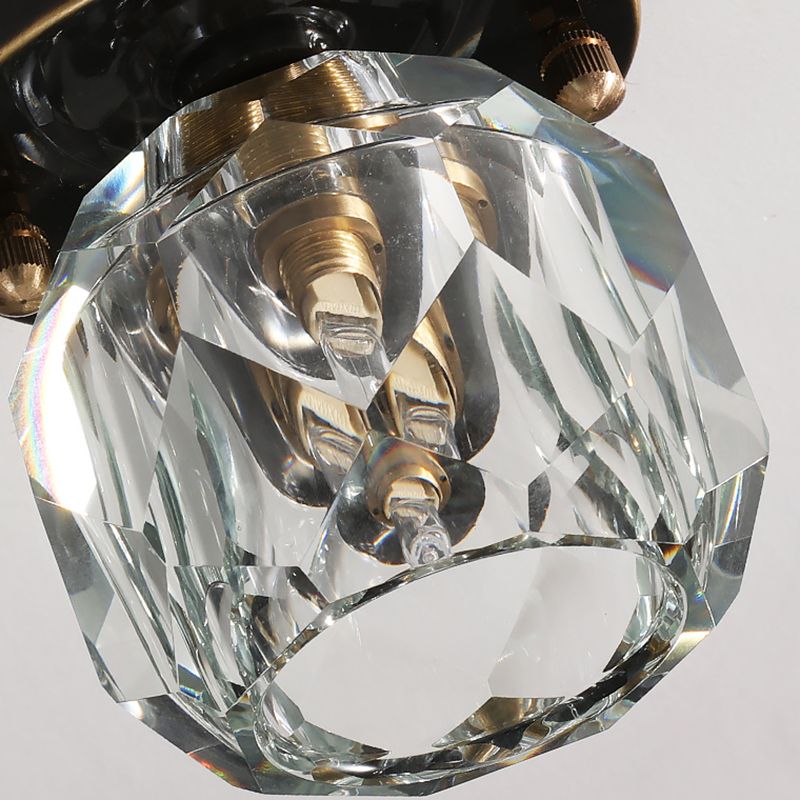 Black Ball Shaped Close to Ceiling Lighting Fixture Modern Crystal Ceiling Lighting