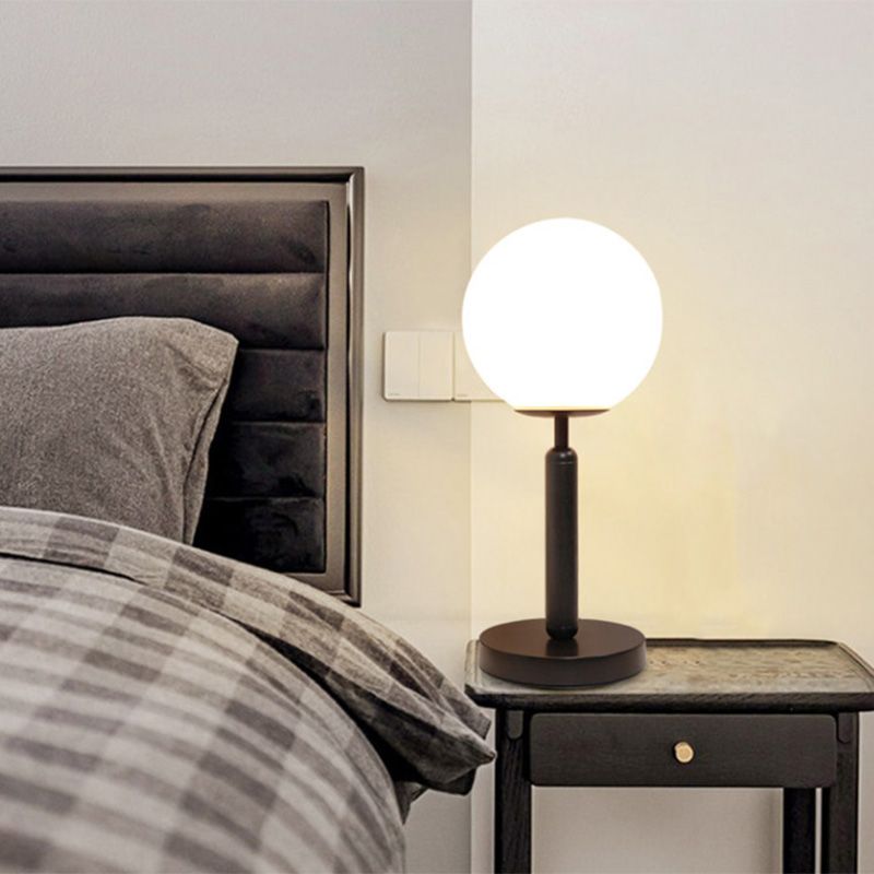 Global Bedside Night Light Opaline Glass 1 Bulb Minimalist Table Light