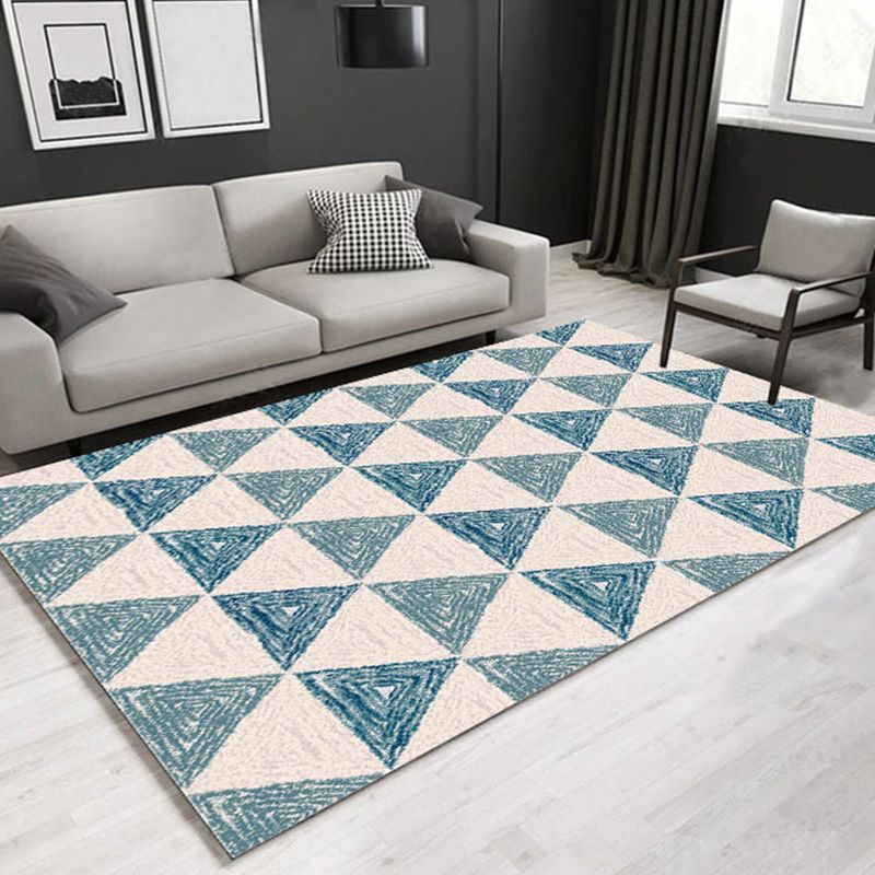 Dekorativer mehrfarbiger zeitgenössischer Teppich aus Synthetik mit geometrischem 3D-Muster, waschbarer, haustierfreundlicher, rutschfester Teppich für das Wohnzimmer