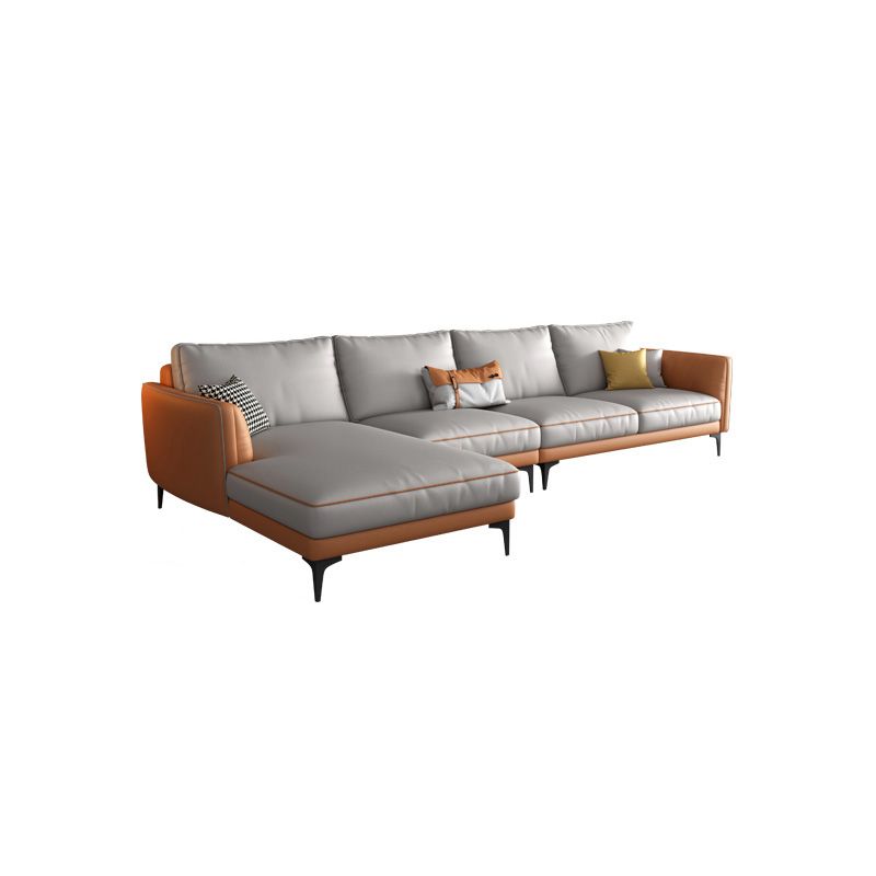 Light-grey Faux Leather Sofa/Sectional Stain-Resistant Square Arm Sofa