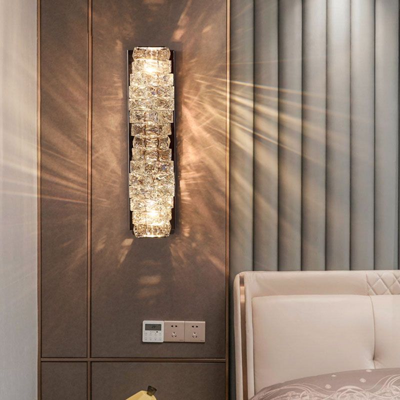 Modern Luxury LED Wall Sconce Crystal Rectangular Wall Lamp for Bedroom