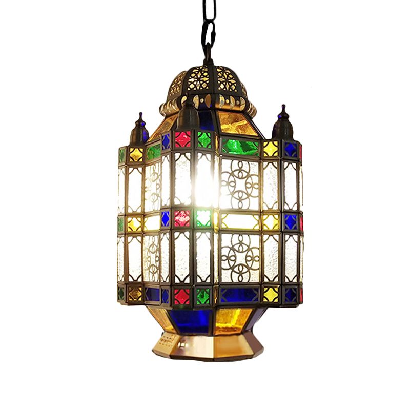 Frosted Glass Brass Chandelier Lantern 3 Heads Art Deco Suspension Pendant Light for Restaurant