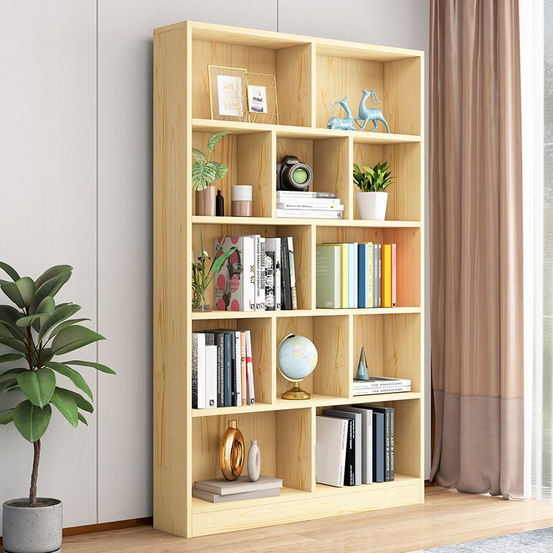 Scandinavian Solid Wood Cubby Storage Bookcase with Closed Back in Natural