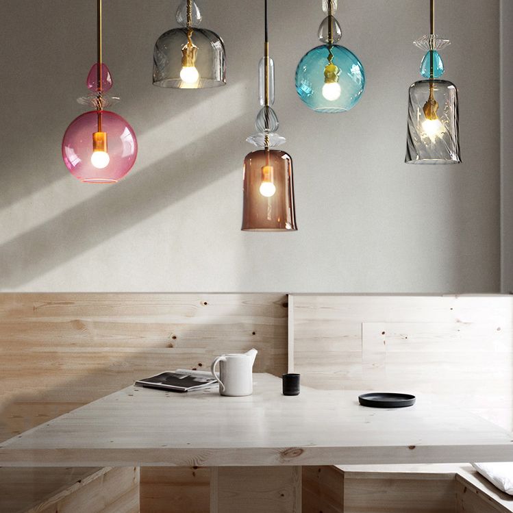 Ultra-Moderne Simplicity Candy Hanging Deckenleuchte Glasfederung Anhänger Licht für das Restaurant