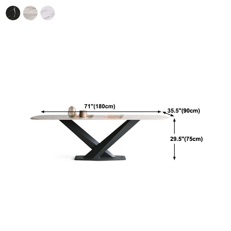 Modern Pedestal Casual Dining Table Stone and Metal Dining Room Kitchen Table