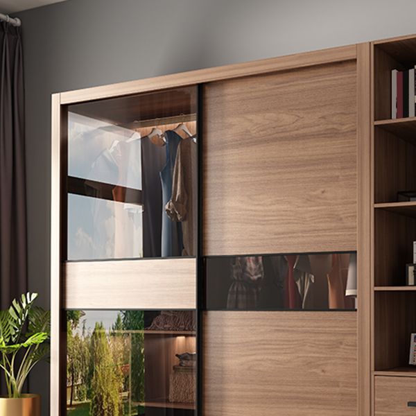 Brown Storage Cabinet Contemporary Wardrobe Armoire for Bedroom