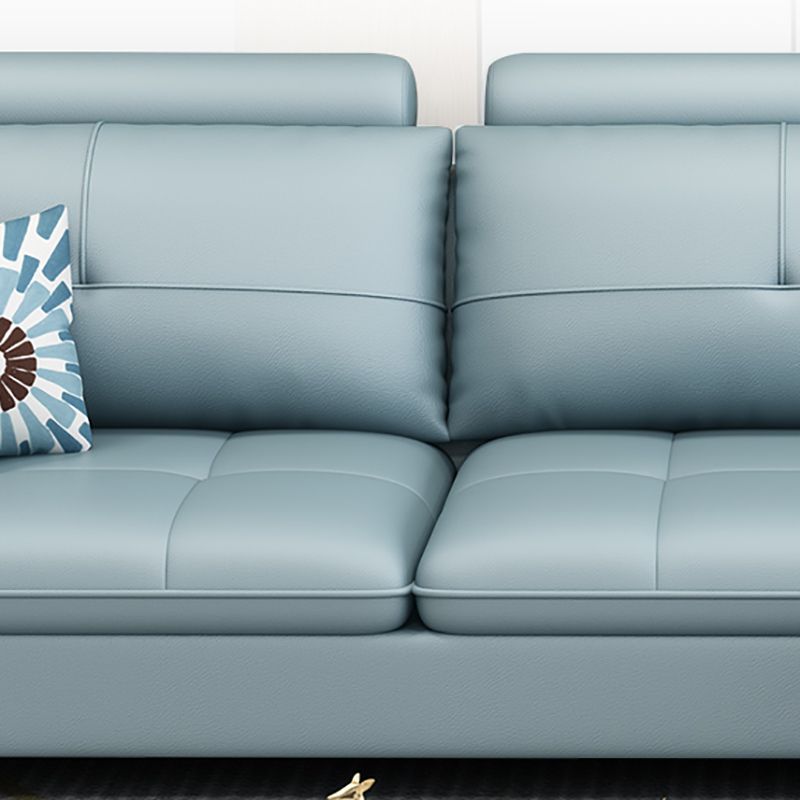 64"W Scandinavian Sectional Sofa Storage Leather Tufted Sectional