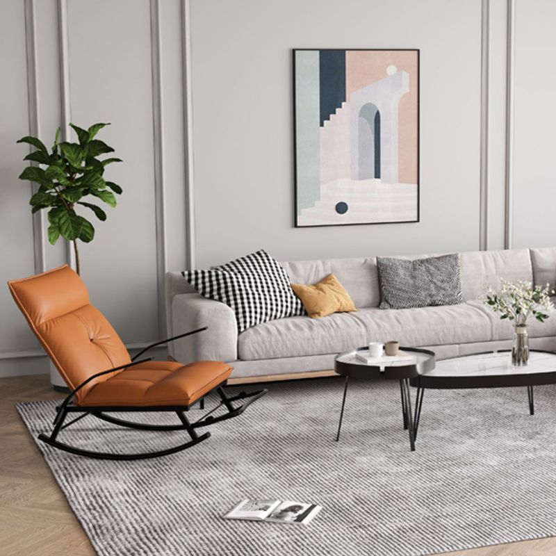 Modern Tufted Rocker Chair Whole Colored Scratch Resistant Leather Rocker Chair
