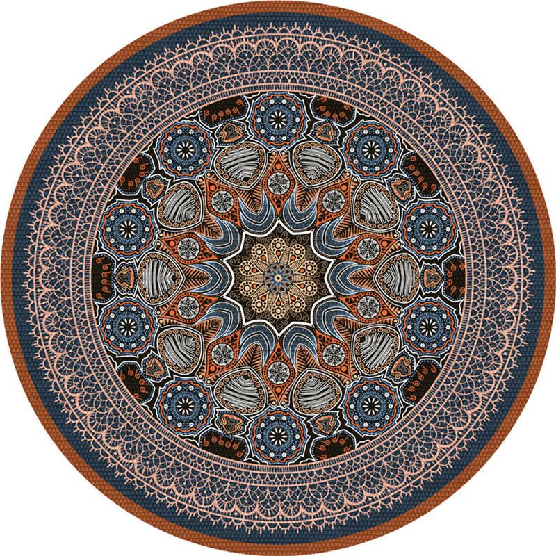 Moroccan Living Room Rug Multi-Color Flower Rug Polyester Machine Washable Stain Resistant Non-Slip Backing Area Carpet