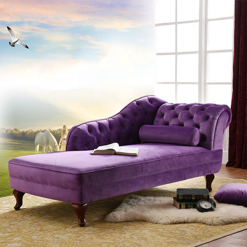 Traditional Micro-velvet Chaise Lounge Chair with One Arms, Upholstered Accent Chair