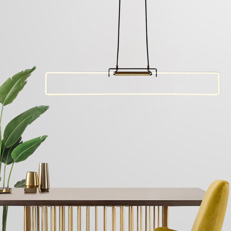 Modern Style Rectangle Pendant Light Metal One Light Pendant Light Fixture
