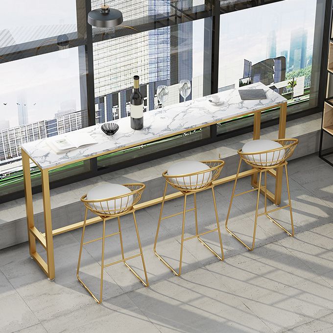 Glam Pub Table Bar Height Faux Marble Rectangle Bar Table for Indoor