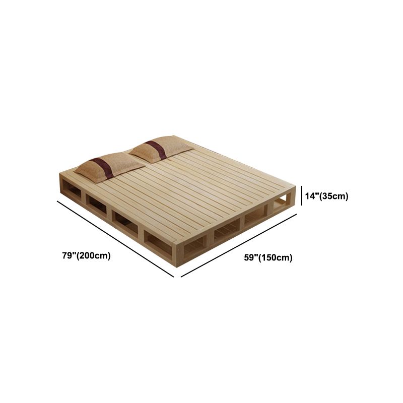 84.65 inch Wide Tropical Bed Frame Natural Solid Wood Platform Bed Frame