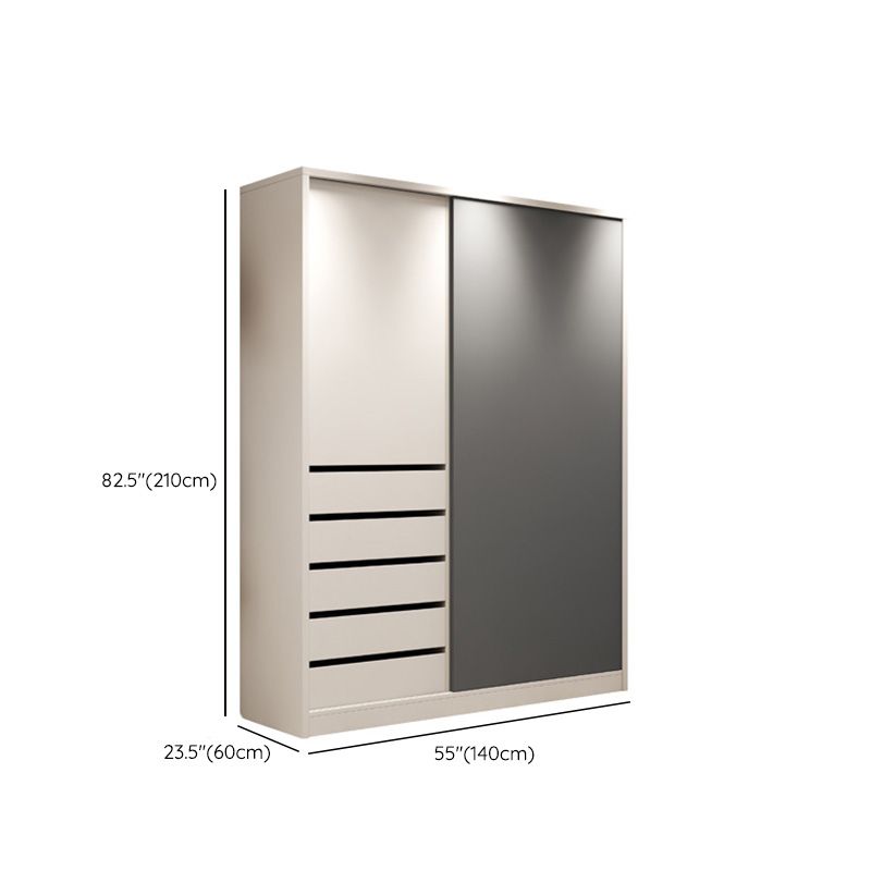 Modern Style Sliding Doors Armoire Wooden Storage Cabinet with Shelves