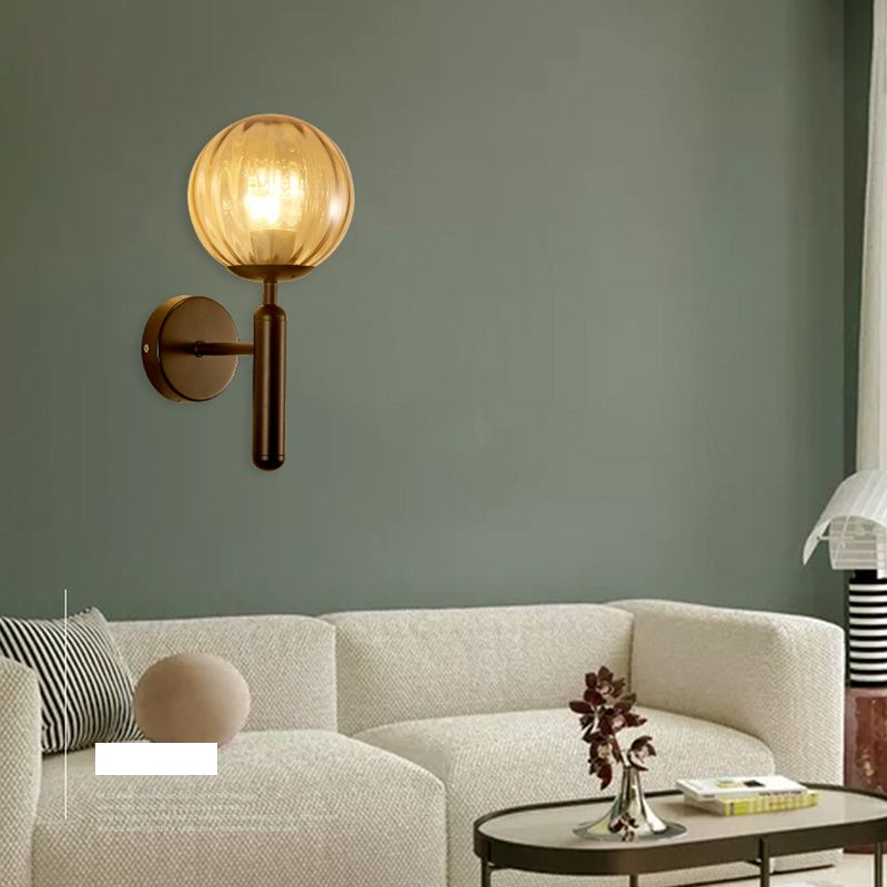 Glass Globe Shade Wall Light Fixture Nordic Style 1 Lights Wall Mount Lamp for Living Room Bedroom