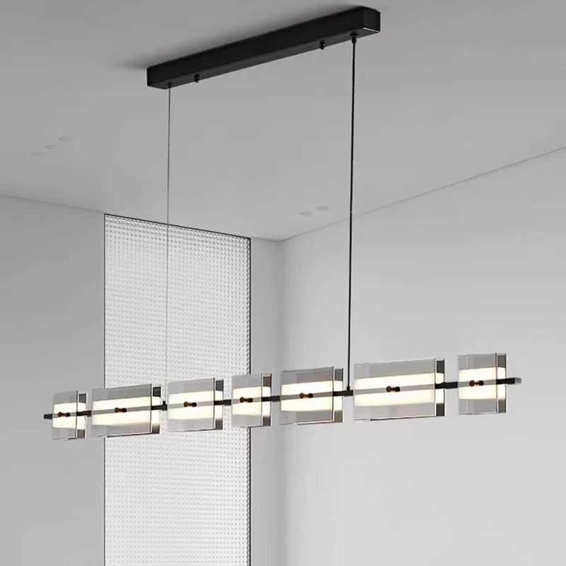 Contemporary LED Hanging Light Glass Island Light Fixture for Dining Room