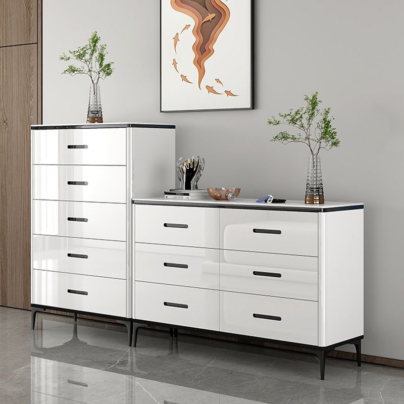 Contemporary Chest White Double Dresser with Metal Feet for Home