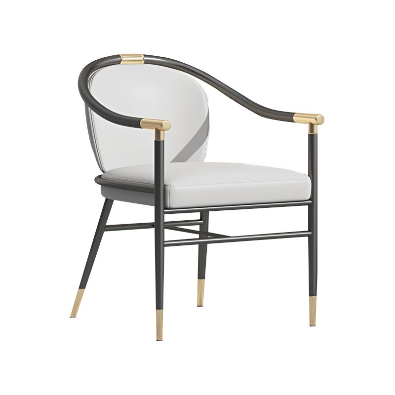 Contemporary Metal Dining Room Chair Arm Upholstered Side Chairs for Home Use