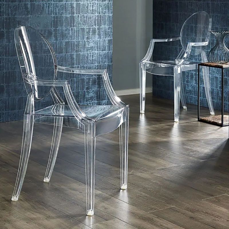 Chaise latérale de salle à manger à dossier ouvert au design moderne, fauteuil de salle à manger en plastique pour la maison