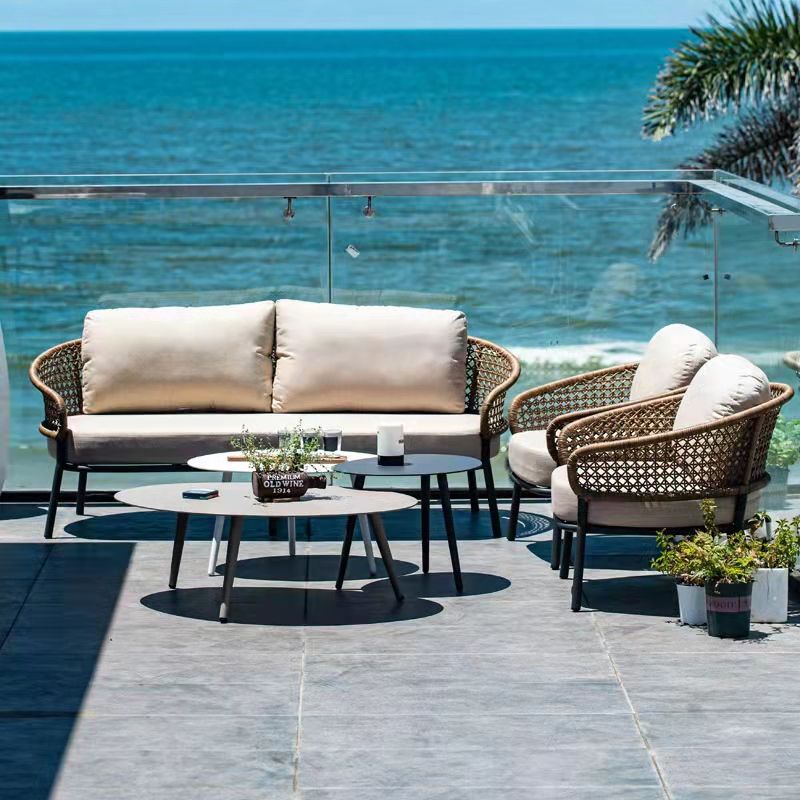 Rust and Water Resistant Patio Sofa Contemporary Outdoor Sofa with Cushion