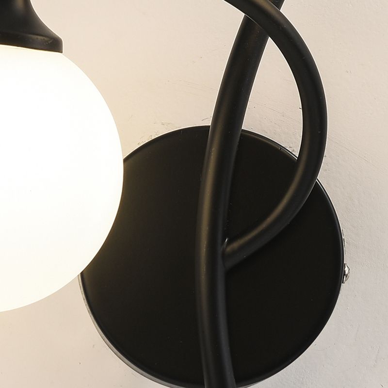 2 Lights Wall Mount Lamp Modern Style Spherical with Glass Shade for Living Room