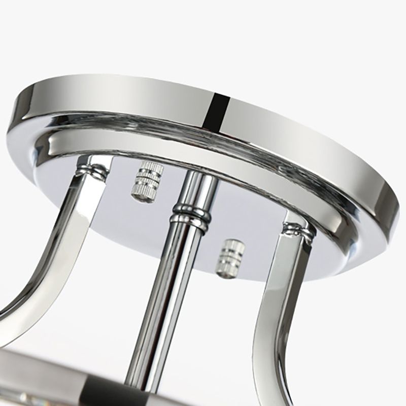 Lumière de plafond de tambour à cristal clair 4 lumières modernisme Polied chrome semi-flushmount
