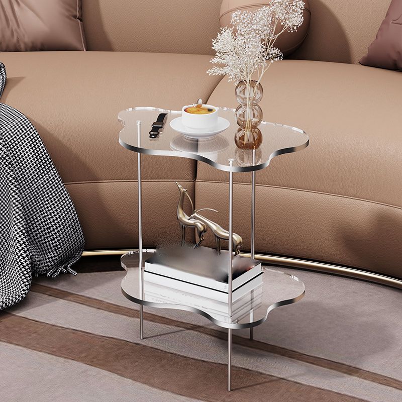 Acrylic Cloud Shaped End Table Set 18.5" Tall 2-Tier Sofa Side Accent Table