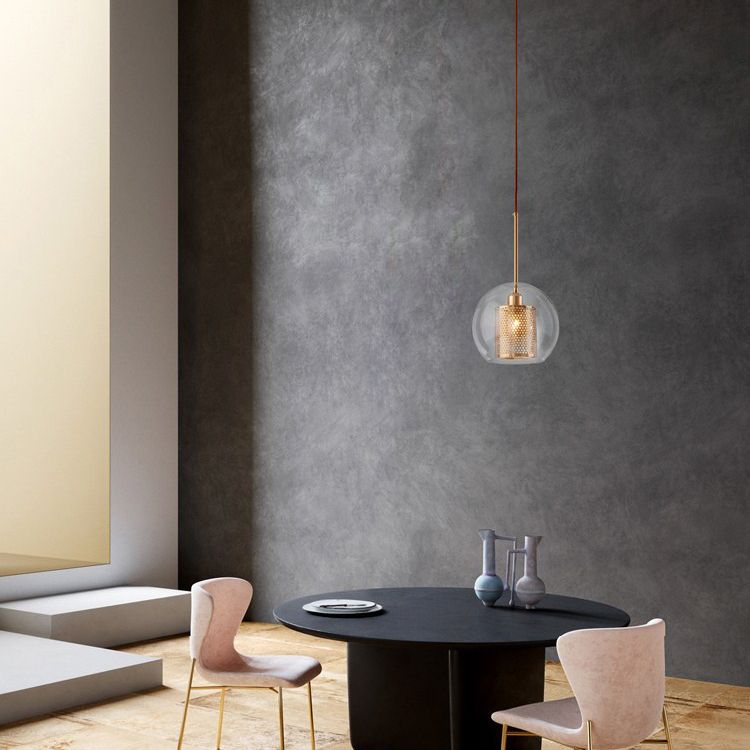 1 lichte bol lichtkit retro industrieel glas hangend licht met hangend snoer voor restaurant