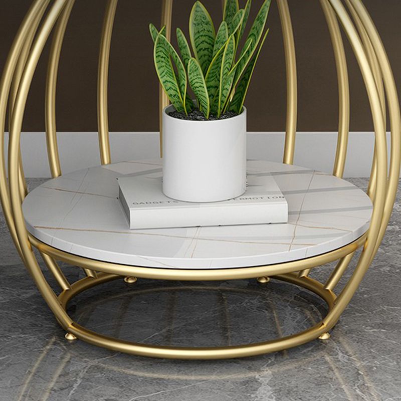 Modern Luxurious Metal Side Table Round Frame Sofa Side Accent Table
