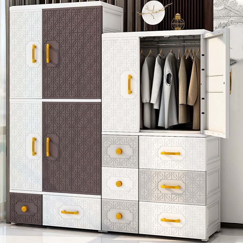 Hinged Wardrobe Armoire with Garment Rod Plastic Wardrobe Closet