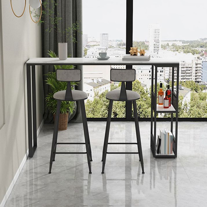 Modern 1/3 Pieces Bar Table Set Rectangle Stone Counter Table with High Stools