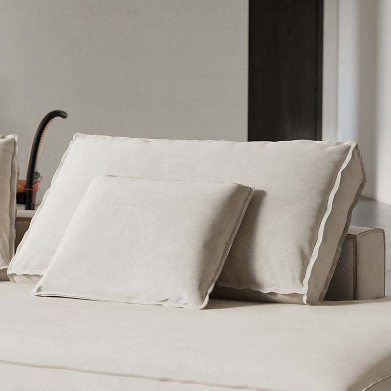 Contemporary Glam Sloped Arm Sofa with Pillows Genuine Leather Sofa in Gray