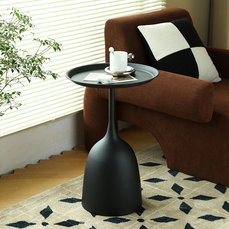 Round Top Side Table Metal 1 Leg Base Living Room End  Side Table