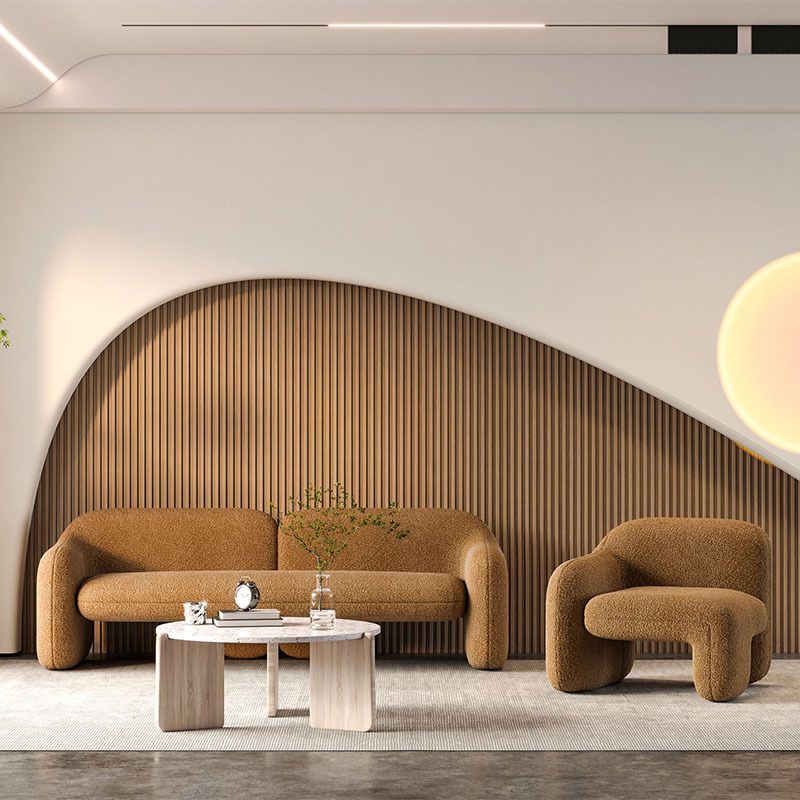 Contemporary Fabric Standard Settee Sloped Arm Sofa for Living Room