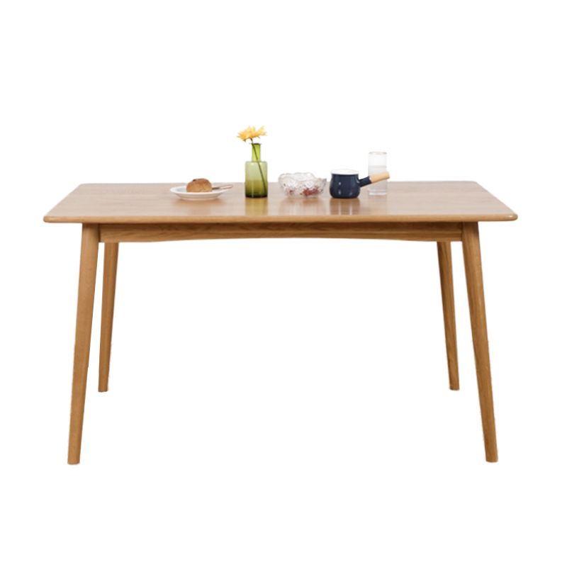 Solid Oak Dining Table Modern Rectangle Dining Table with 4 Natural Finish Legs