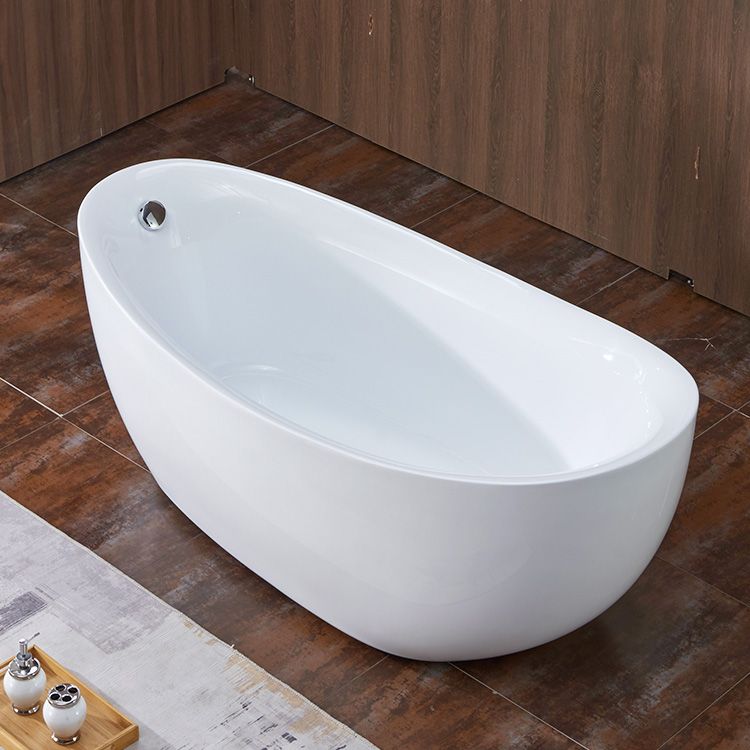 Modern White Bathtub Stand Alone Acrylic Soaking Left Oval Bath