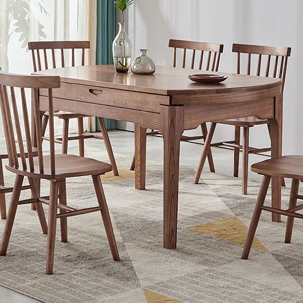 Mesa de comedor marrón de estilo moderno mesa redonda de comedor de madera maciza con 4 patas para sala de estar