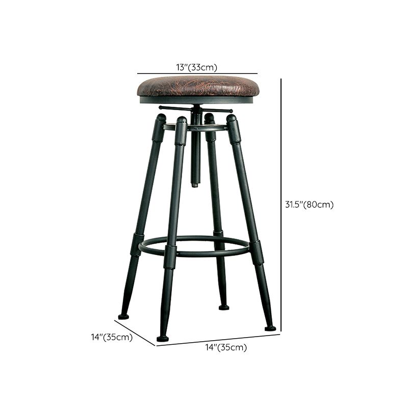 Adjustable Height Bar Stools Industrial Barstool with Metal Legs