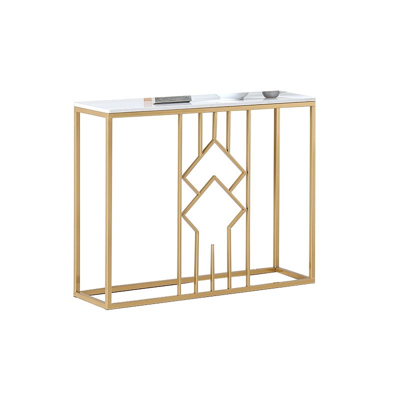 Glam Marble Console Table Rectangle White Accent Table for Hall